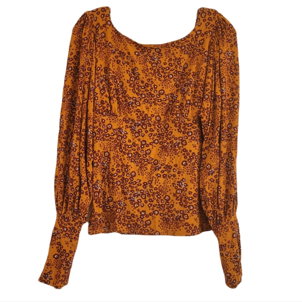 Free People Mini Floral Print Stretch Top Blouse Size Large